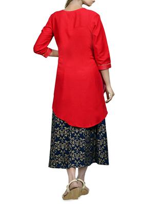 Foil print kurta with jacket - 15952595 - Standard Image - 3