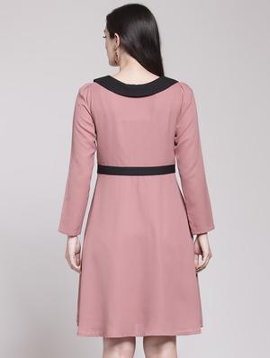 contrast detail a-line dress - 15953266 - Standard Image - 3