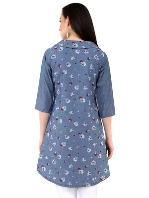 Printed a-line kurta with tassels - 15953749 - Standard Image - 3