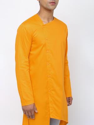 yellow solid asymmetric kurta - 15953794 - Standard Image - 6
