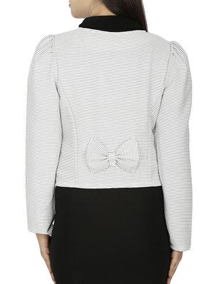 bow detail striped casual blazer - 15953947 - Standard Image - 3