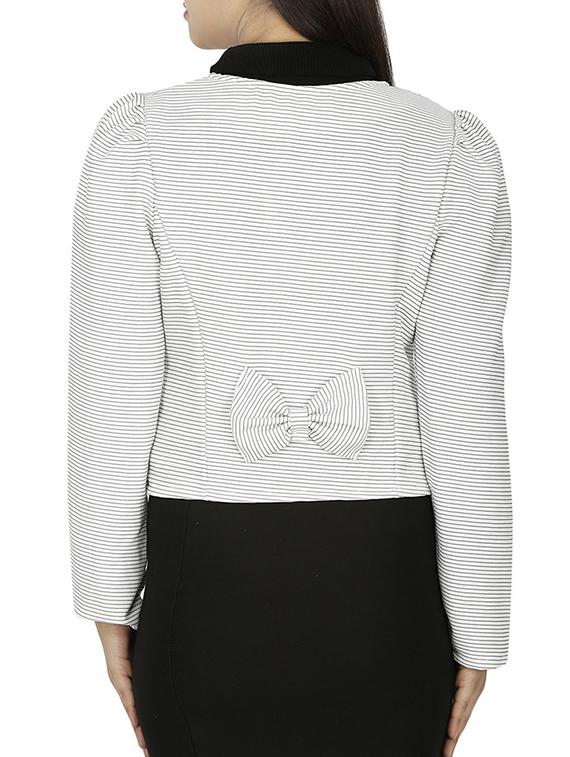 bow detail striped casual blazer - 15953947 - Zoom Image - 3