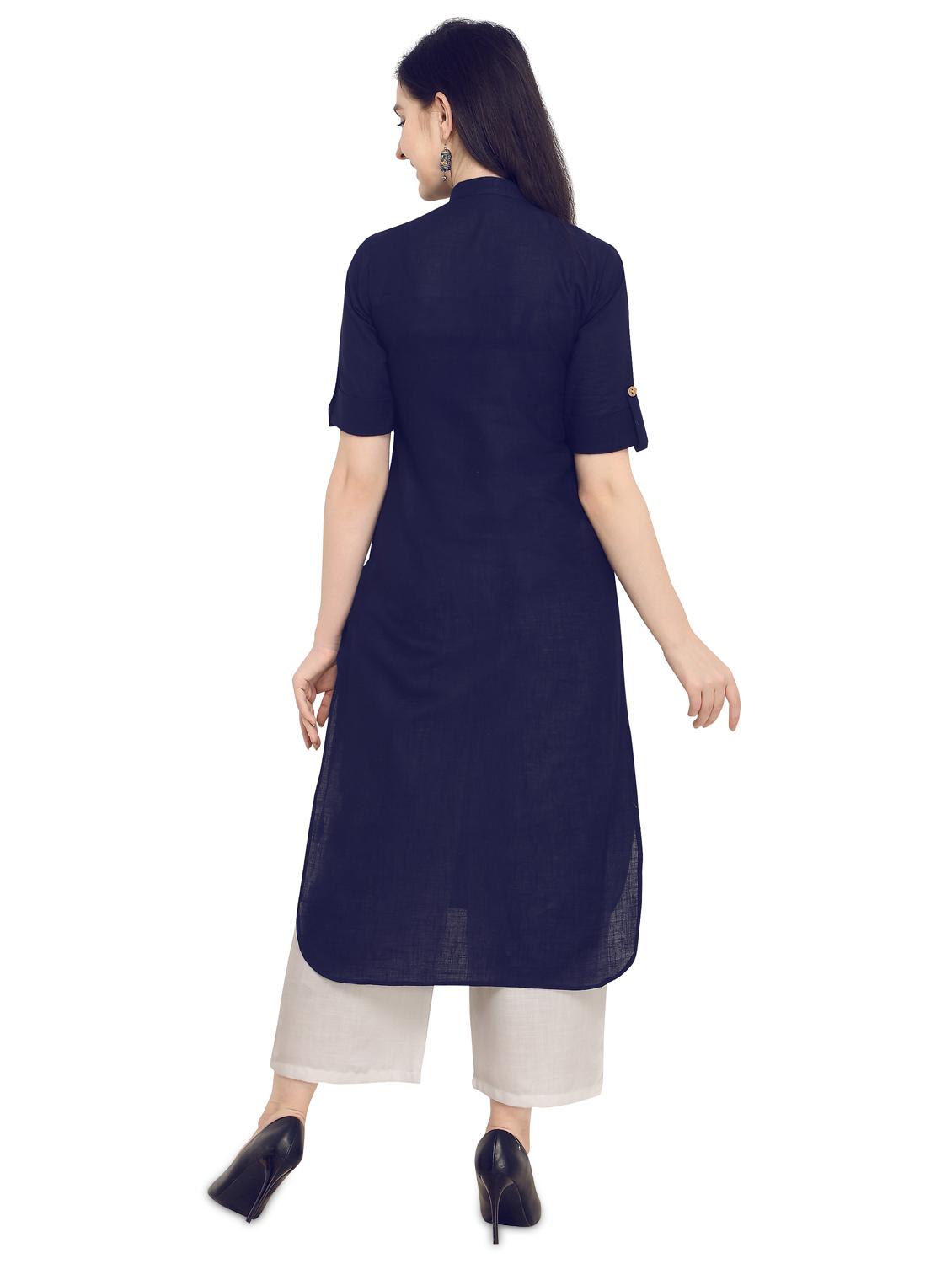 Straight solid kurta - 15953963 - Zoom Image - 3