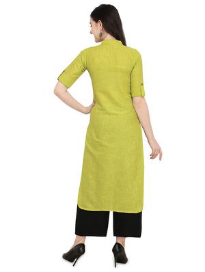 Roll up sleeved solid straight kurta - 15953967 - Standard Image - 3