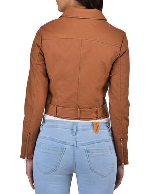 belted zipper detail leather jacket - 15955266 - Standard Image - 3