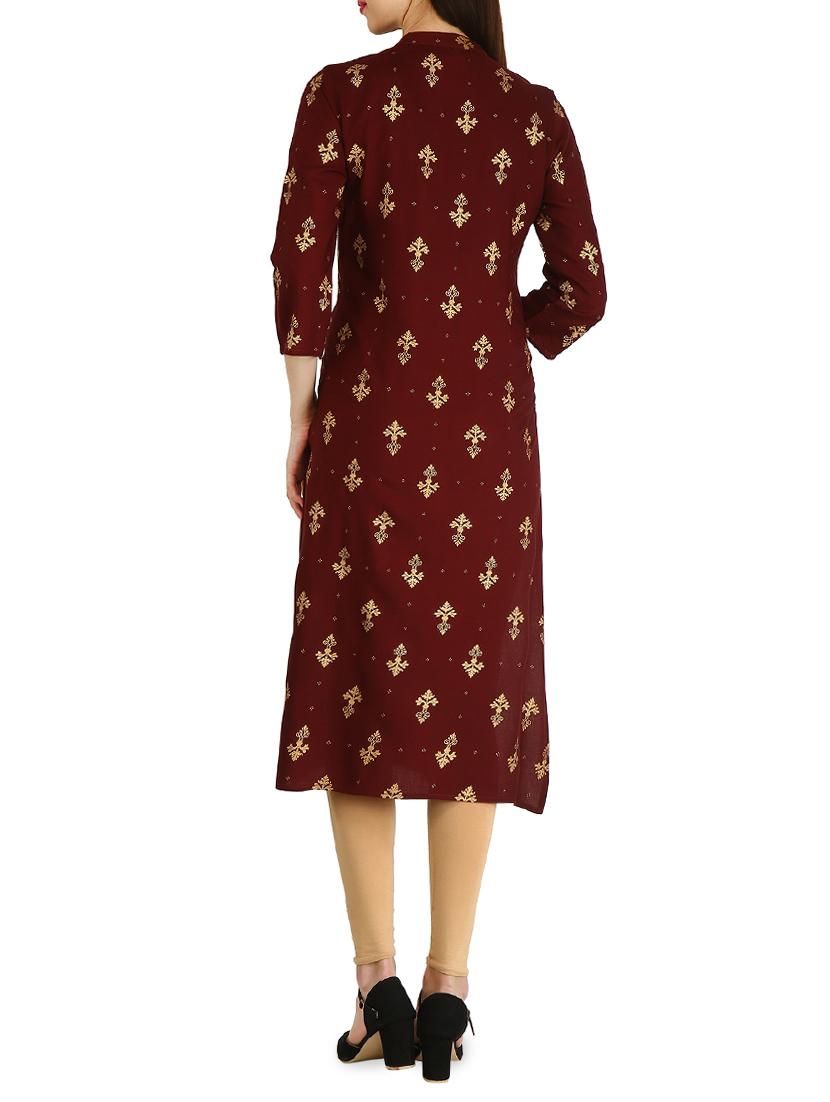 Foil print straight kurta - 15958669 - Zoom Image - 3
