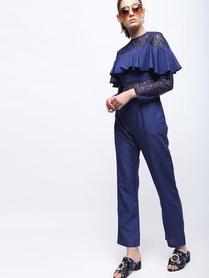 sheer panel ruffled jumpsuit - 15959294 - Standard Image - 3
