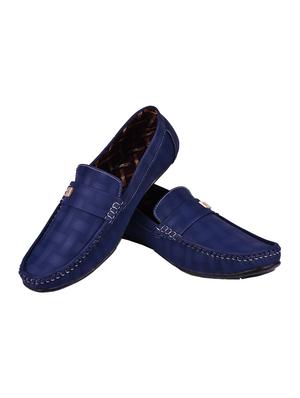 blue leatherette slip on loafers - 15963413 - Standard Image - 3