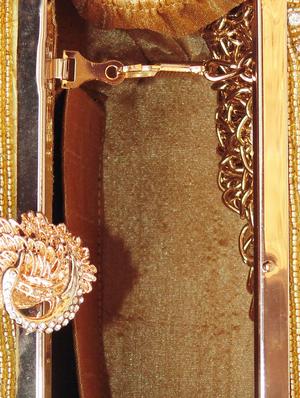gold metal box clutch - 15965053 - Standard Image - 3