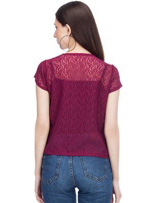 short sleeved laced shrug - 15966365 - Standard Image - 3