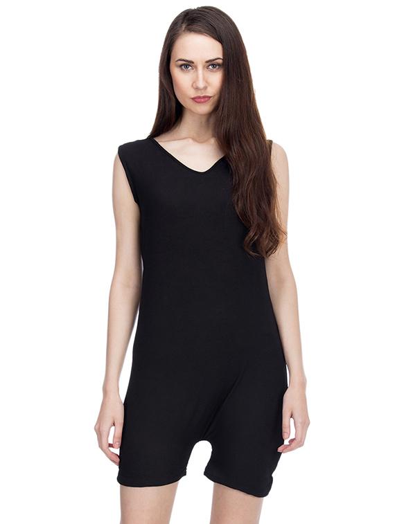 v-neck solid romper