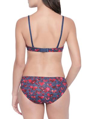 lace detail heart print bra and panty set - 15967194 - Standard Image - 3