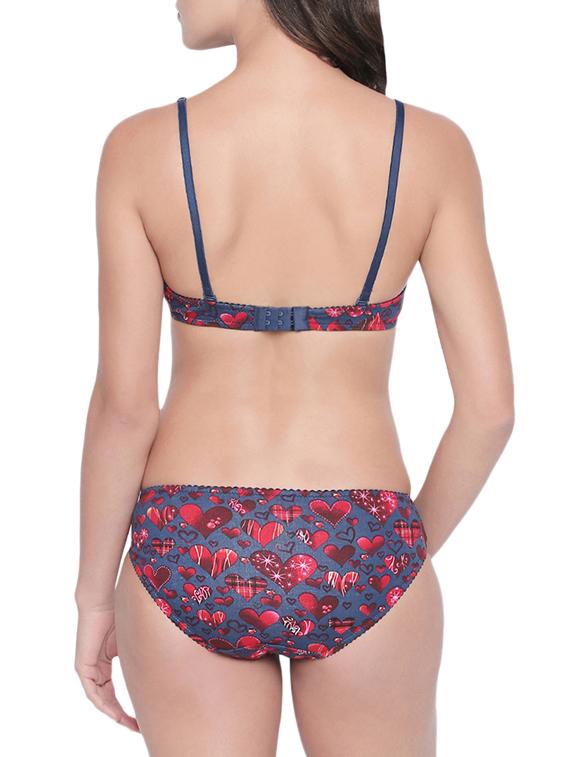 lace detail heart print bra and panty set - 15967194 - Zoom Image - 3