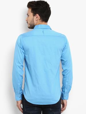 blue solid casual shirt - 15968542 - Standard Image - 3