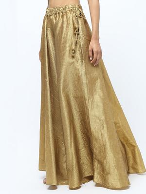 Solid brocade flared skirt - 15969158 - Standard Image - 3
