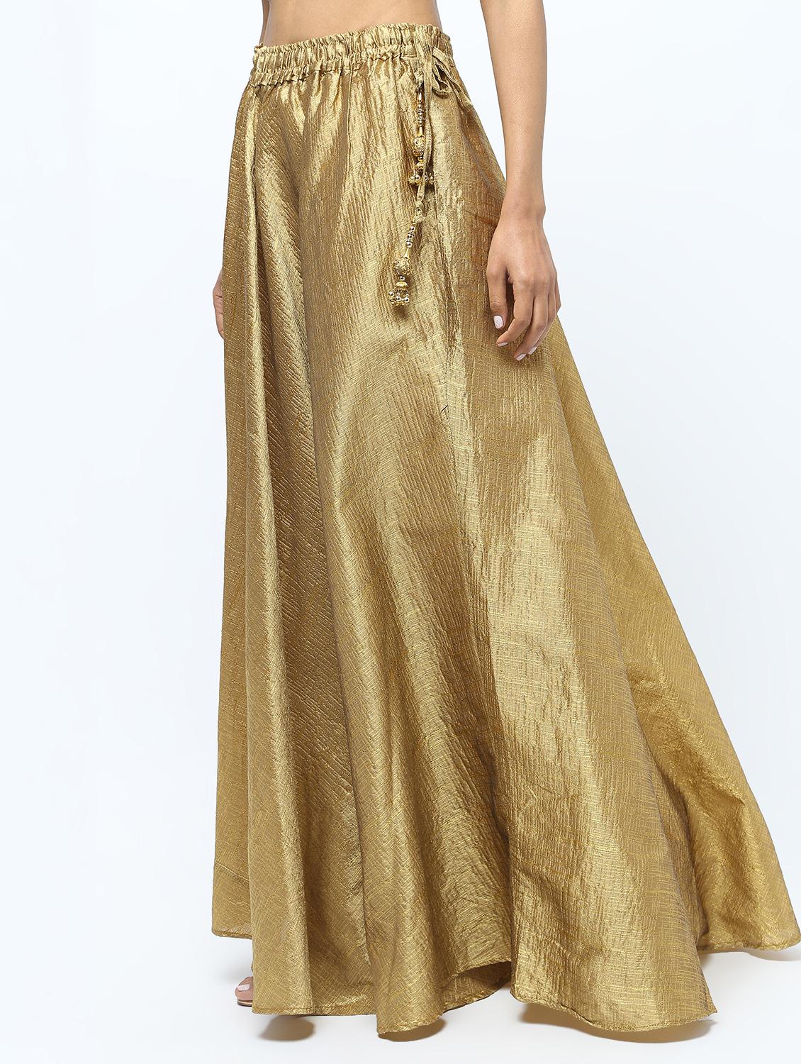 Solid brocade flared skirt - 15969158 - Zoom Image - 3