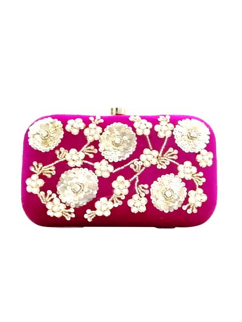 pink velvet box clutch - 15969451 - Standard Image - 1