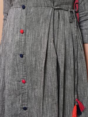 textured flared ethnic dress - 15969559 - Standard Image - 6