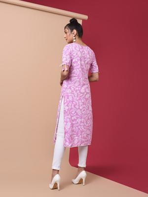 printed straight kurta - 15969569 - Standard Image - 3