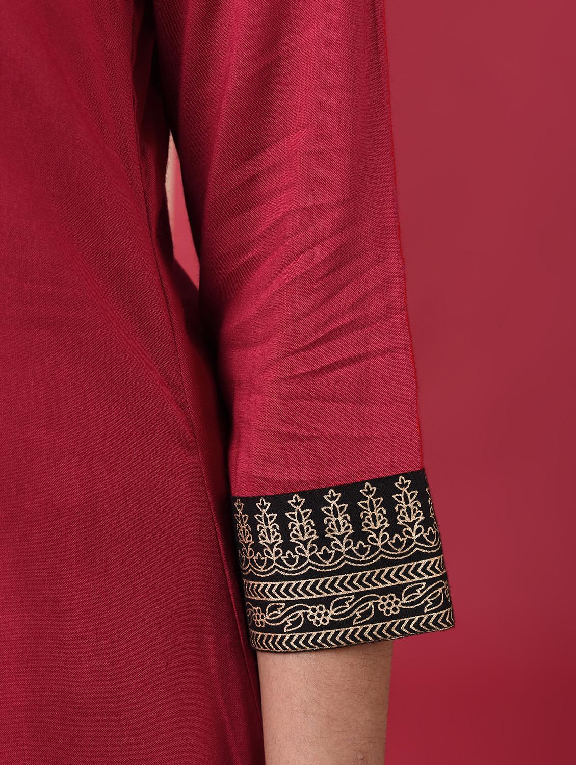 straight solid kurta palazzo set - 15969970 - Zoom Image - 6