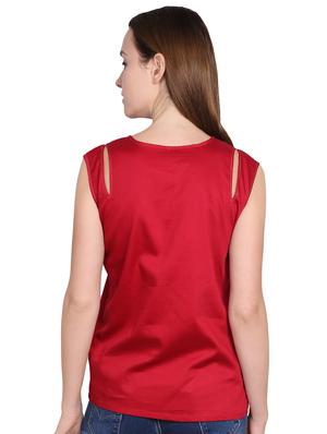 cut out detail notch neck top - 15971554 - Standard Image - 3