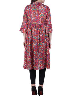 flared bell sleeves kurta - 15971951 - Standard Image - 3