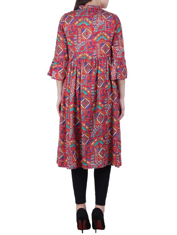 flared bell sleeves kurta - 15971951 - Zoom Image - 3