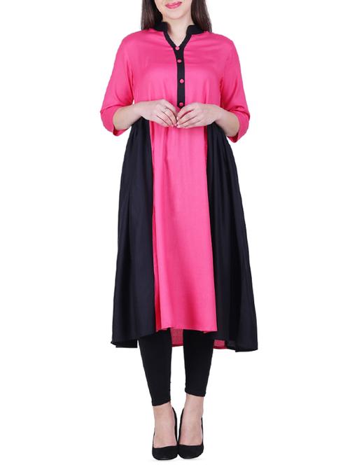 flared color block kurta - 15971953 - Standard Image - 1