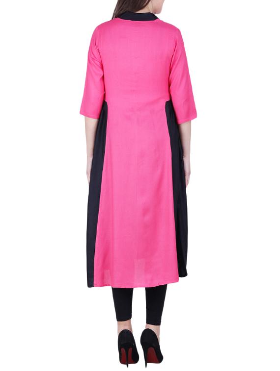 flared color block kurta - 15971953 - Zoom Image - 3