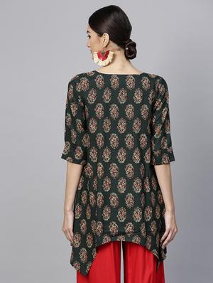 Printed High low kurta - 15973540 - Standard Image - 3
