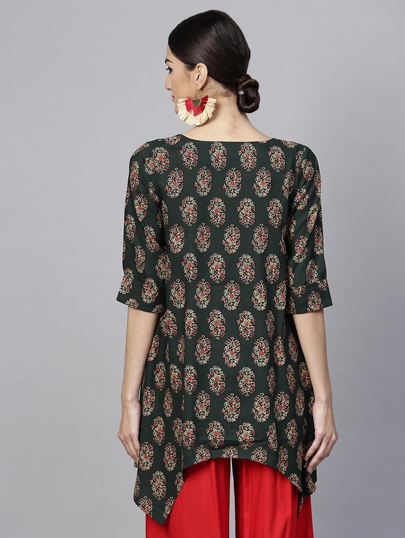 Printed High low kurta - 15973540 - Zoom Image - 3