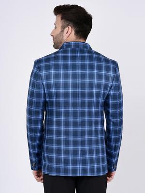 blue checkered single breasted blazer - 15973617 - Standard Image - 3