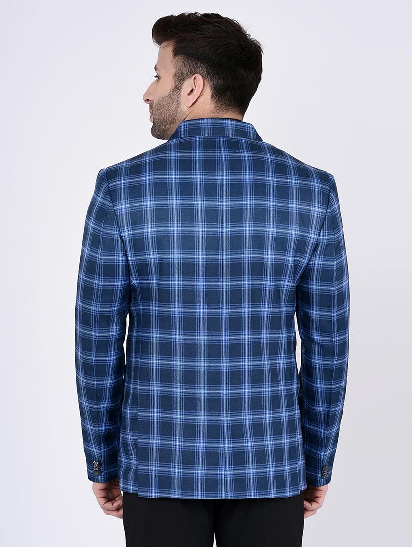 blue checkered single breasted blazer - 15973617 - Zoom Image - 3