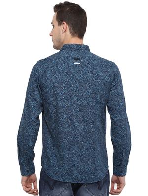 navy blue printed casual shirt - 15974095 - Standard Image - 3