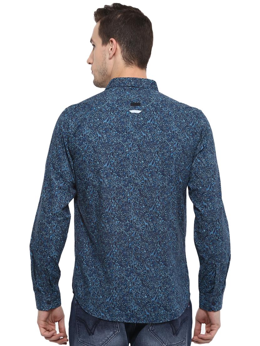 navy blue printed casual shirt - 15974095 - Zoom Image - 3