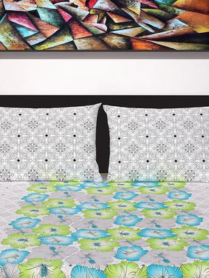 100% Cotton 144 TC Double Bed Sheet With 2 Pillow Covers - 15974189 - Standard Image - 3