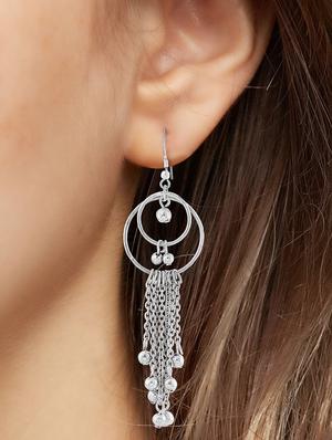 silver metal drop earring - 15974710 - Standard Image - 3
