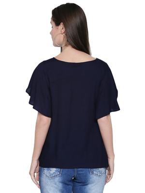 ruffle sleeved boat neck top - 15975039 - Standard Image - 3