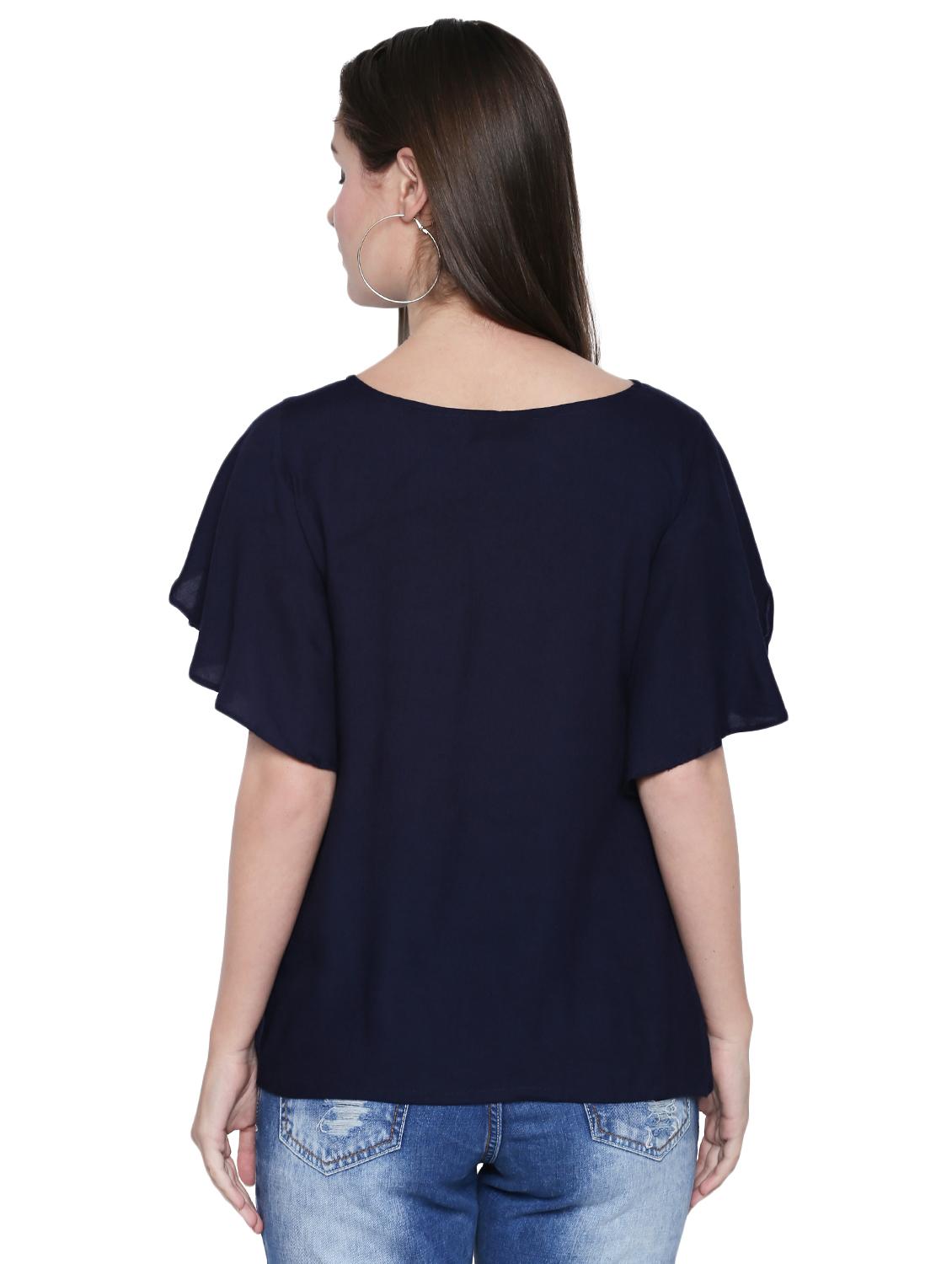ruffle sleeved boat neck top - 15975039 - Zoom Image - 3