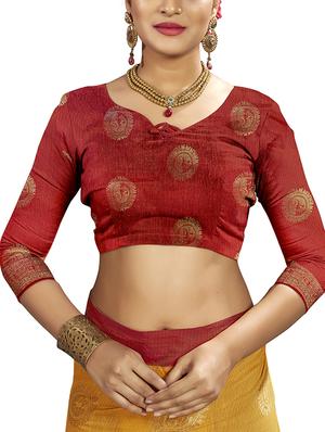 contrast zari border banarasi saree with blouse - 15977133 - Standard Image - 3