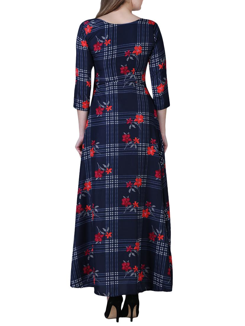 floral checkered maxi dress - 15977237 - Zoom Image - 3