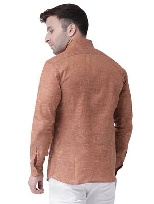 brown linen casual shirt - 15977473 - Standard Image - 3