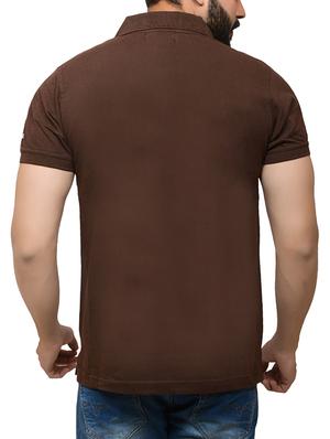 brown solid polo t-shirt - 15979469 - Standard Image - 3