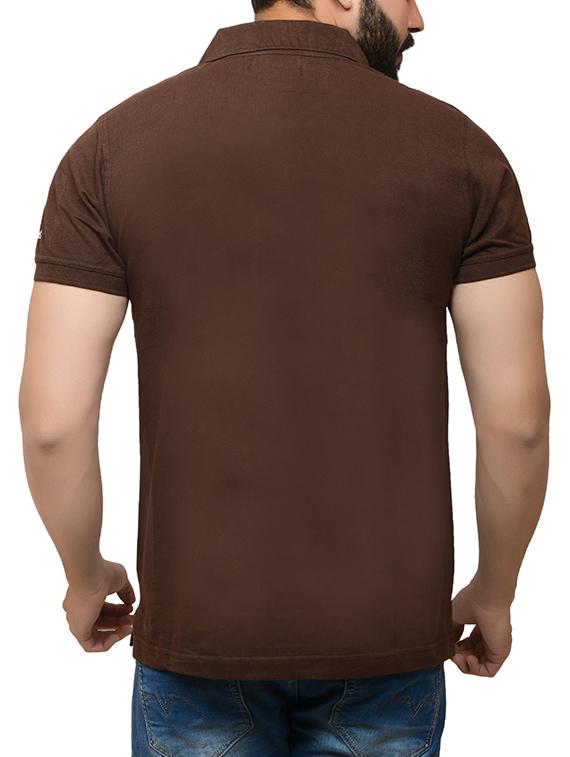 brown solid polo t-shirt - 15979469 - Zoom Image - 3