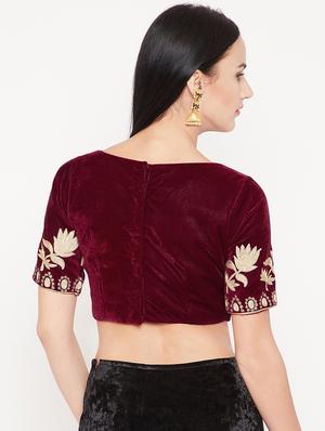Embroidered velvet blouse - 15981305 - Standard Image - 3