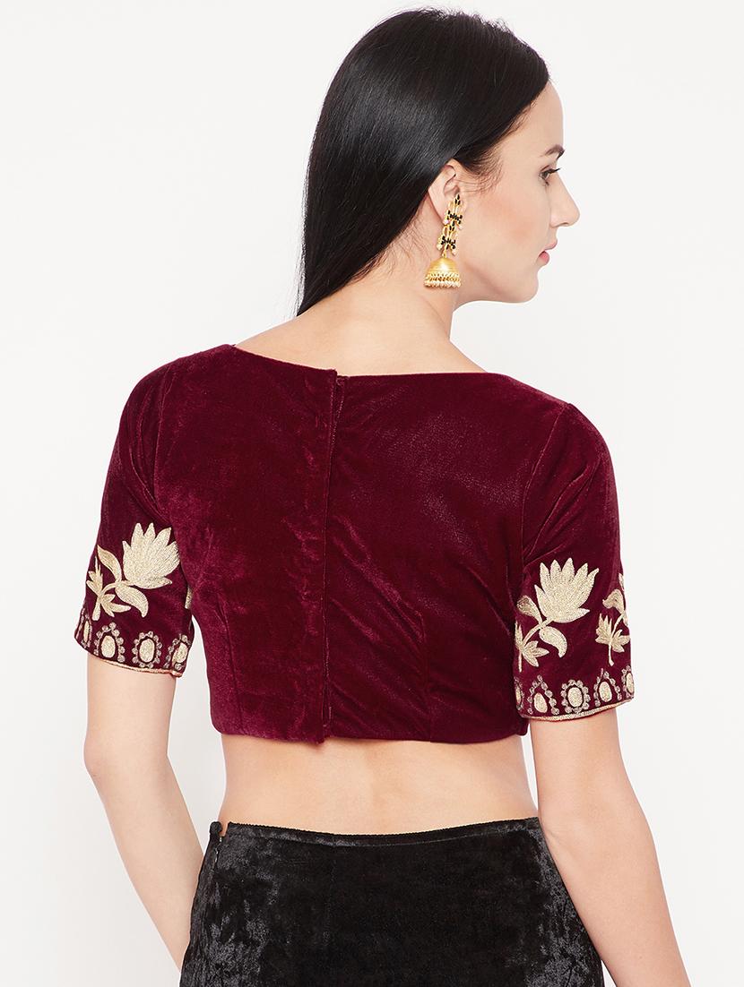 Embroidered velvet blouse - 15981305 - Zoom Image - 3