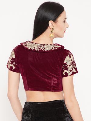 Embroidered velvet blouse - 15981306 - Standard Image - 3