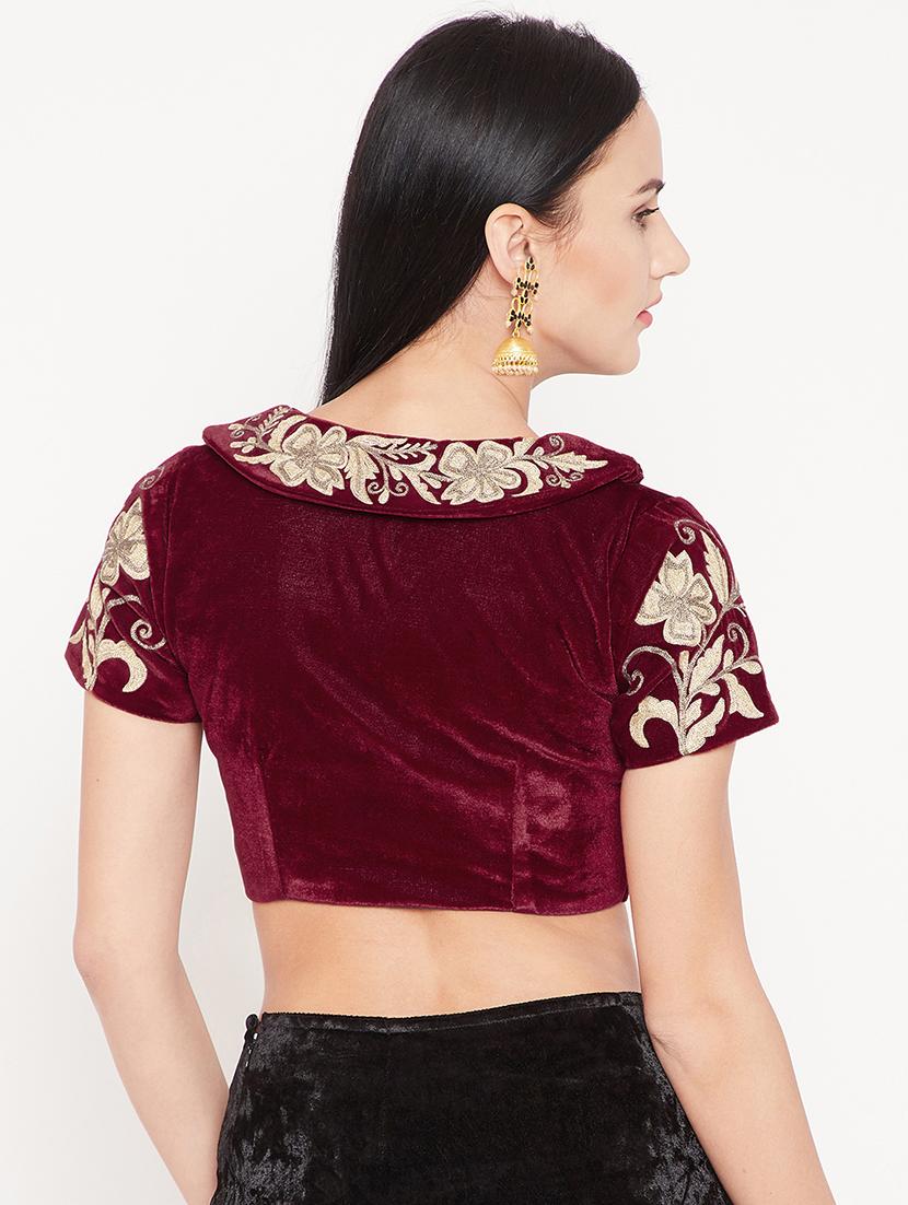 Embroidered velvet blouse - 15981306 - Zoom Image - 3
