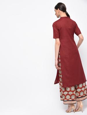 Solid straight kurta - 15981352 - Standard Image - 3