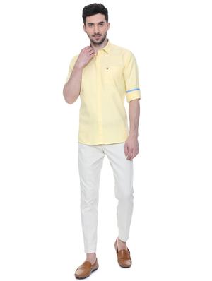 yellow solid casual shirt - 15981971 - Standard Image - 3